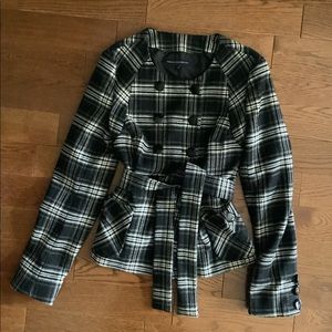 French Connection Plaid Belted Jacket